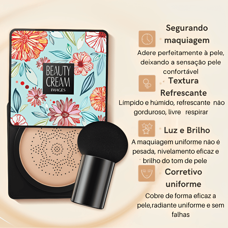 Base Líquida A Prova D'água Beauty Cream + Esponja Cogumelo - Feniki